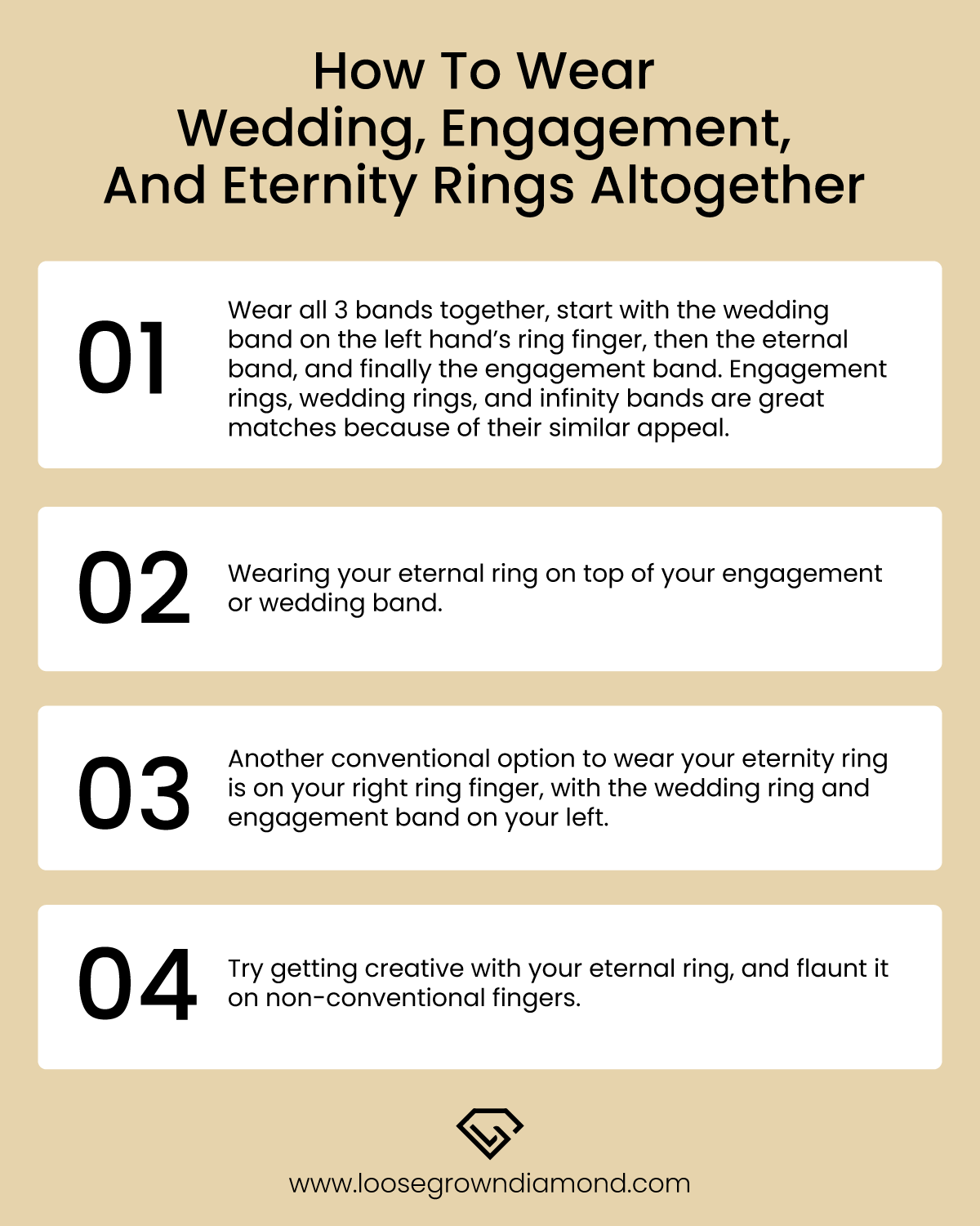 How To Wear Wedding, Engagement, And Eternity Rings Altogether