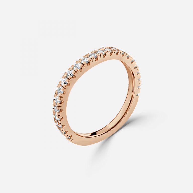 Semi Round Lab Grown Diamond Micro Pave 3/4 Eternity Wedding Band