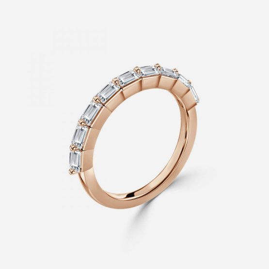 Baguette Lab Grown Diamond Half Eternity Stackable Wedding Ring