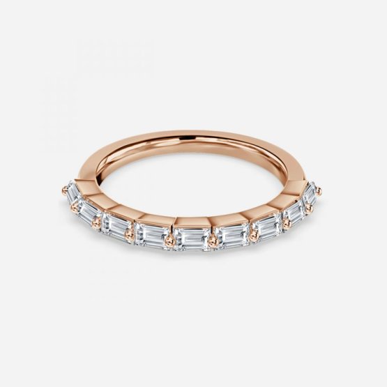 Baguette Lab Grown Diamond Half Eternity Stackable Wedding Ring