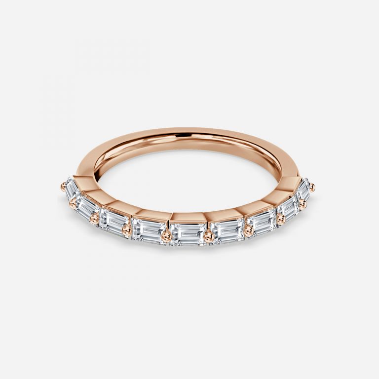 Baguette Lab Grown Diamond Half Eternity Stackable Wedding Ring