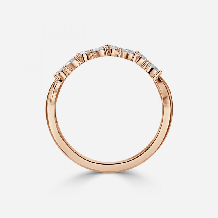 Hexa Round and Marquise Lab Grown Diamond Stackable Wedding Ring
