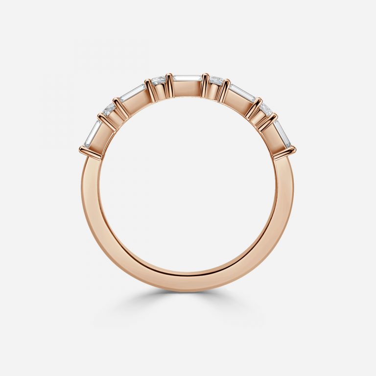Vintage Round and Baguette Lab Grown Diamond Stackable Ring