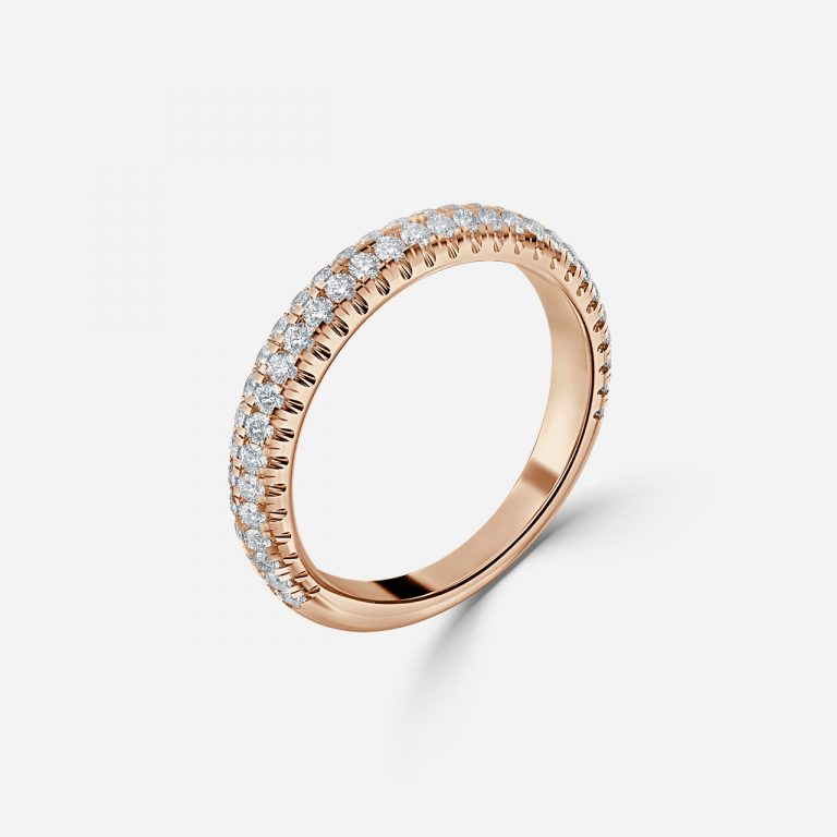Bianca Round Lab Grown Diamond Double Row Pave 3/4 Eternity Wedding Band