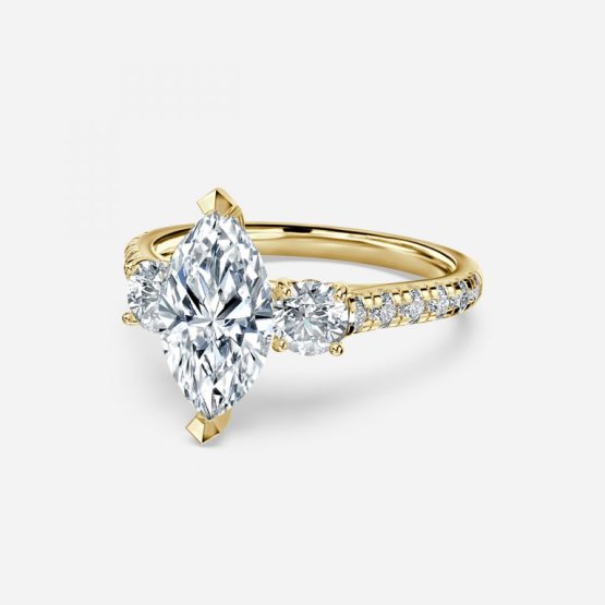 1.96ct Talia Marquise Three Stone Engagement Ring In 18K Yellow Gold (US Size: 5)