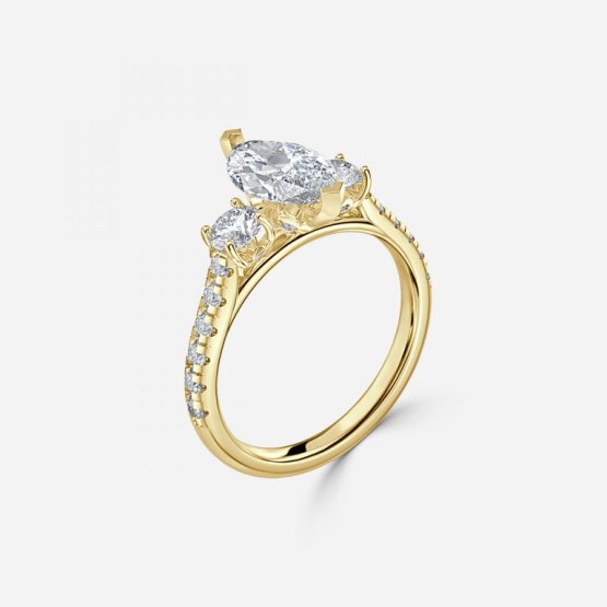 1.96ct Talia Marquise Three Stone Engagement Ring In 18K Yellow Gold (US Size: 5)