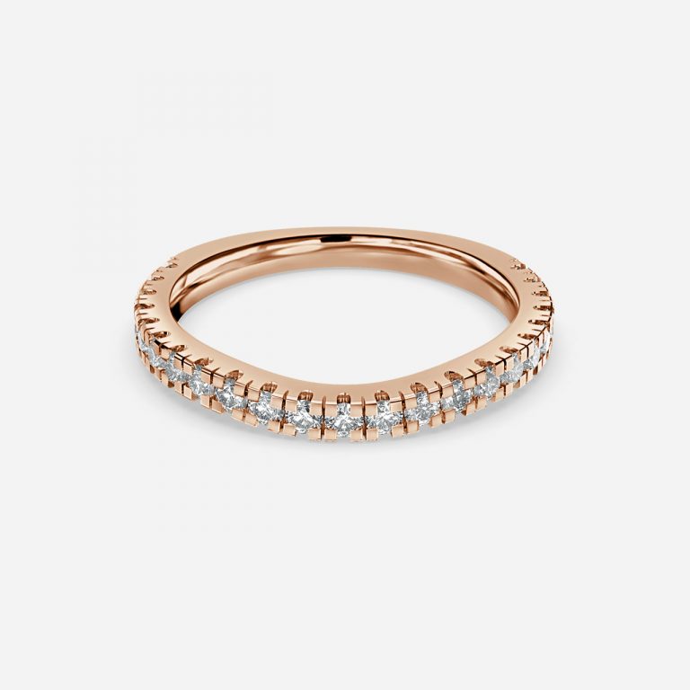 Semi Round Lab Grown Diamond Micro Pave 3/4 Eternity Wedding Band