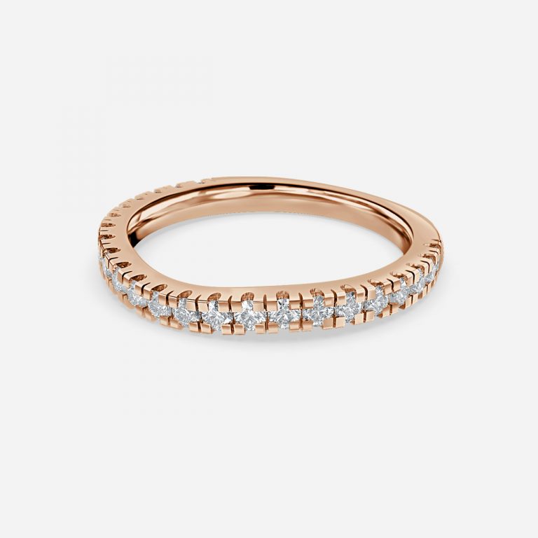 Semi Round Lab Grown Diamond Micro Pave 3/4 Eternity Wedding Band