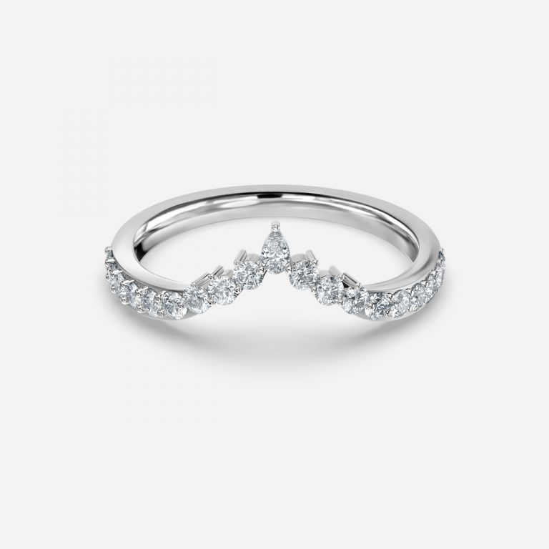 York Pear Lab Grown Diamond Crown Pave Stackable Wedding Ring