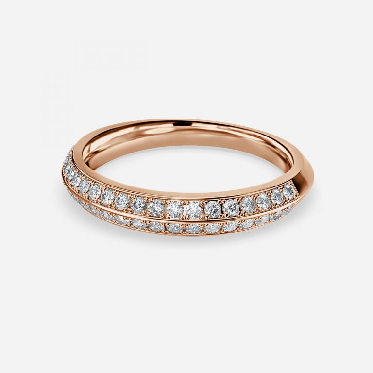 Tuli Round Lab Grown Diamond Double Row Pave Wedding Band