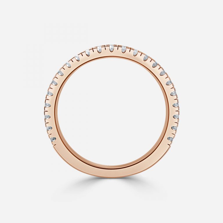 Semi Round Lab Grown Diamond Micro Pave 3/4 Eternity Wedding Band