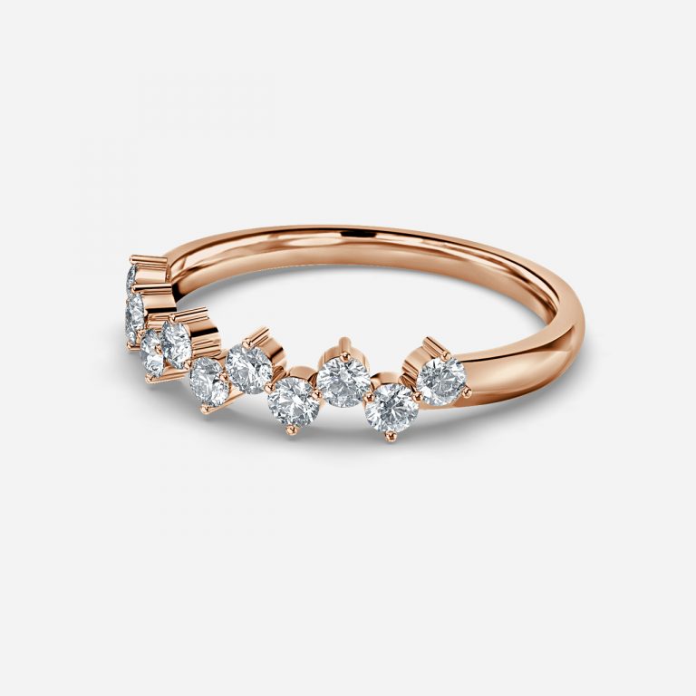 Angelic Round Lab Grown Diamond Scattered Prong Stackable Wedding Ring
