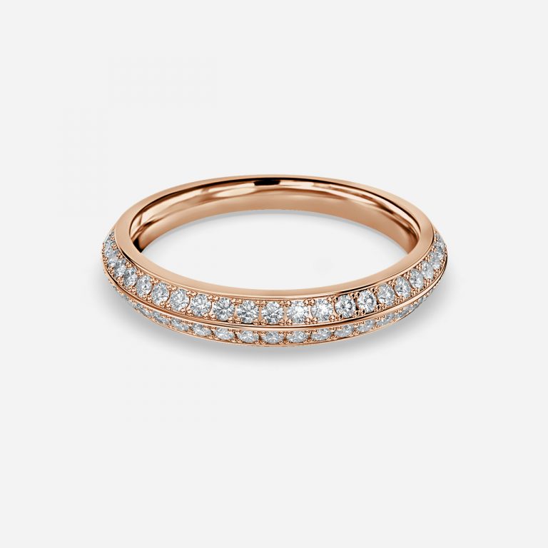 Tuli Round Lab Grown Diamond Double Row Pave Wedding Band
