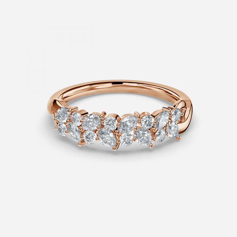 Hexa Round and Marquise Lab Grown Diamond Stackable Wedding Ring