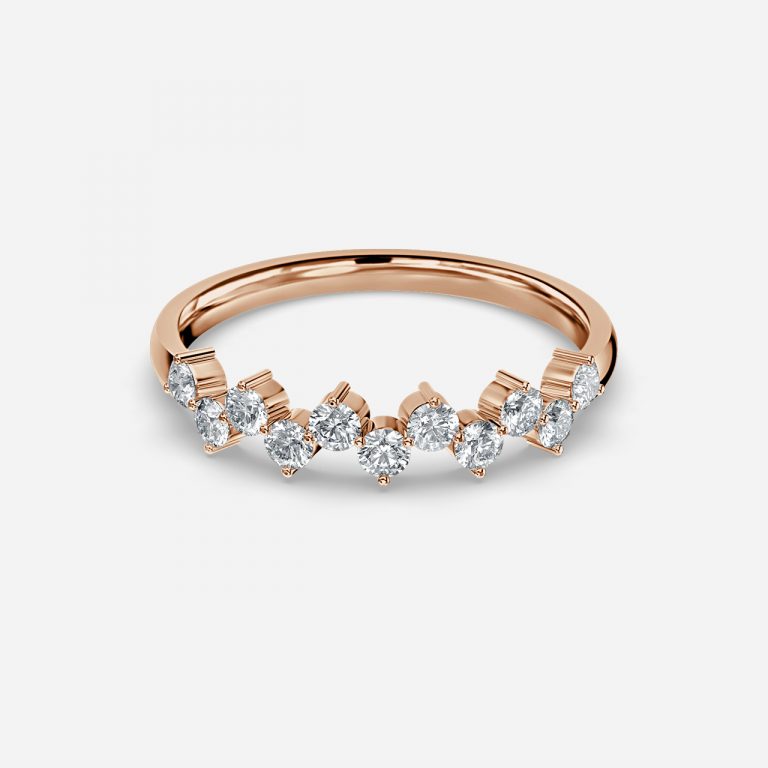 Angelic Round Lab Grown Diamond Scattered Prong Stackable Wedding Ring