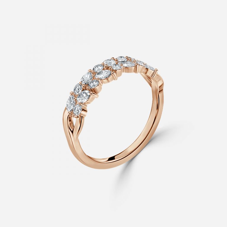 Hexa Round and Marquise Lab Grown Diamond Stackable Wedding Ring