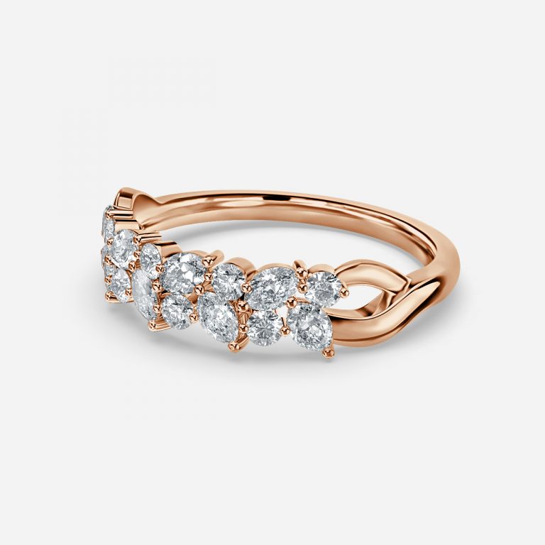Hexa Round and Marquise Lab Grown Diamond Stackable Wedding Ring