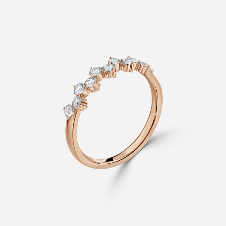 Angelic Round Lab Grown Diamond Scattered Prong Stackable Wedding Ring