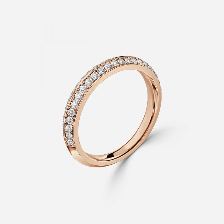 Tuli Round Lab Grown Diamond Double Row Pave Wedding Band