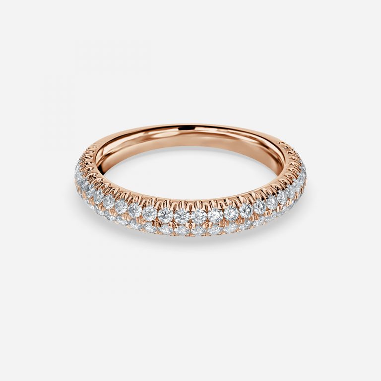 Bianca Round Lab Grown Diamond Double Row Pave 3/4 Eternity Wedding Band