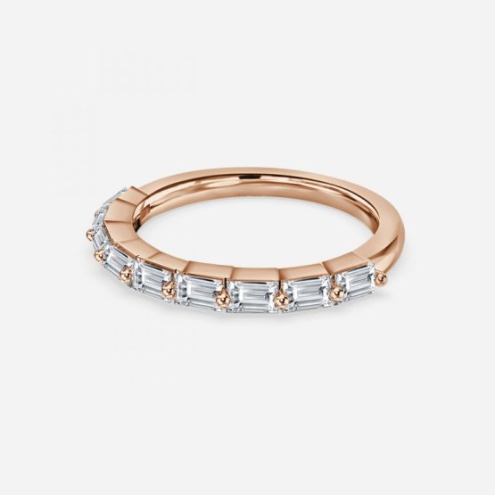 Baguette Lab Grown Diamond Half Eternity Stackable Wedding Ring