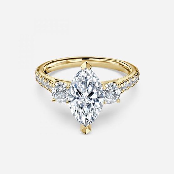 1.96ct Talia Marquise Three Stone Engagement Ring In 18K Yellow Gold (US Size: 5)