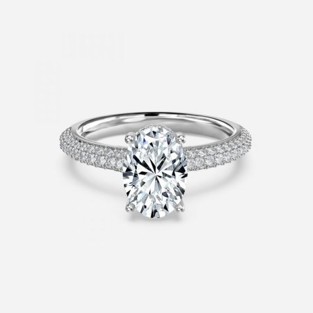 Daisy Oval Hidden Halo Engagement Ring