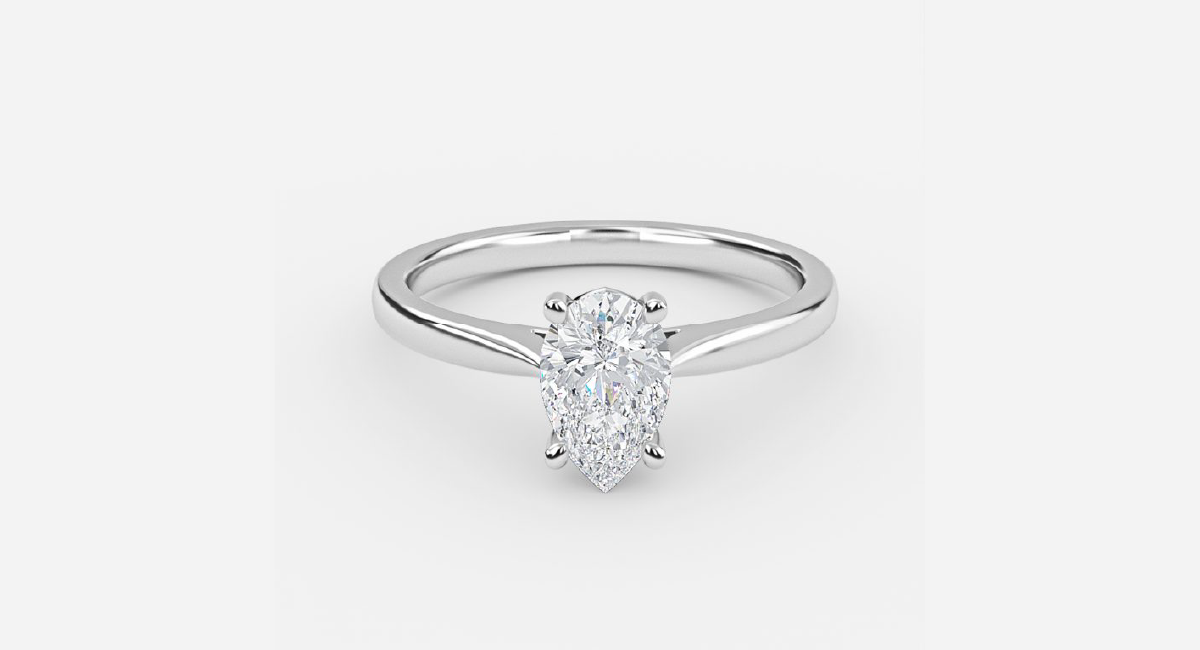 Tulip Pear Solitaire Engagement Ring under $500