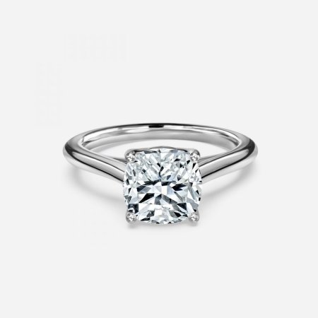 Lotus Cushion Solitaire Engagement Ring