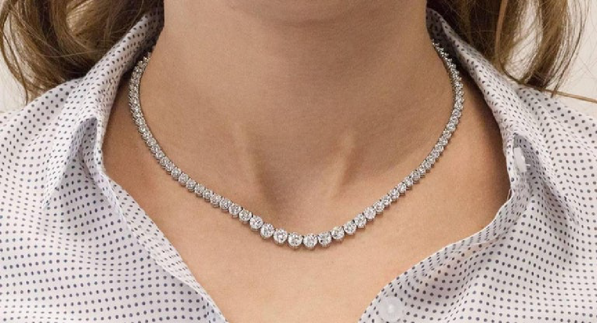 bezel set diamond necklace