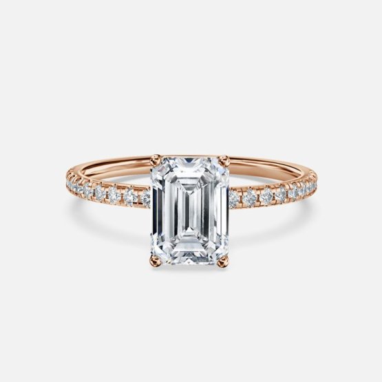 Tulip Emerald Diamond Band Engagement Ring