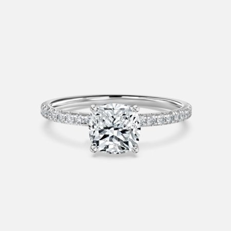 Tulip Cushion Diamond Band Engagement Ring