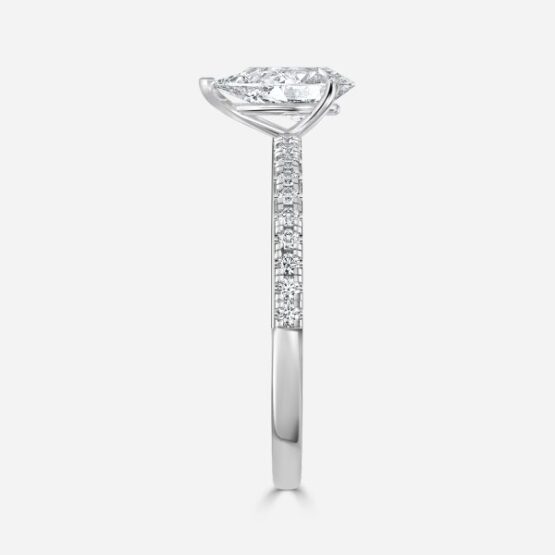 Tulip Pear Diamond Band Engagement Ring