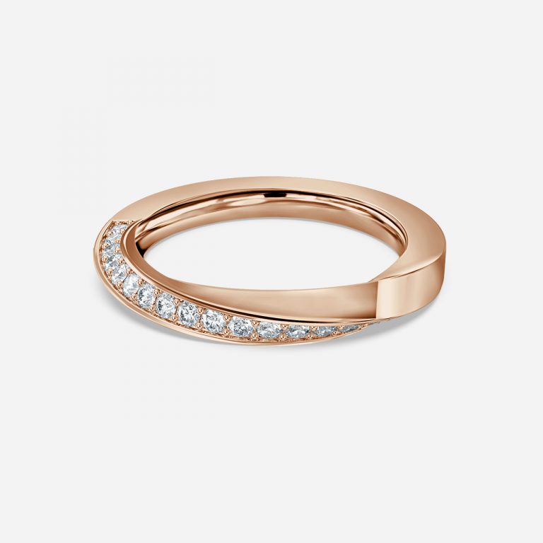 Twisted Stackable Round Lab Grown Diamond Grain Set Wedding Ring