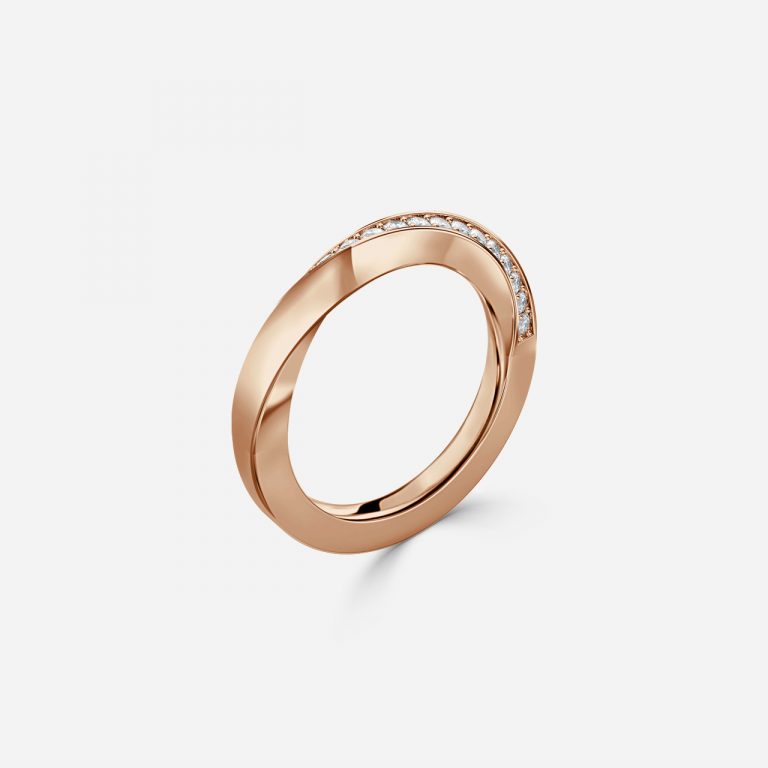 Twisted Stackable Round Lab Grown Diamond Grain Set Wedding Ring