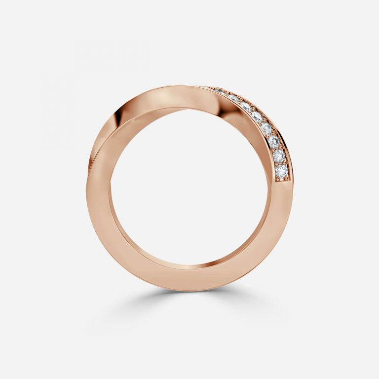 Twisted Stackable Round Lab Grown Diamond Grain Set Wedding Ring