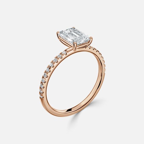 Tulip Emerald Diamond Band Engagement Ring