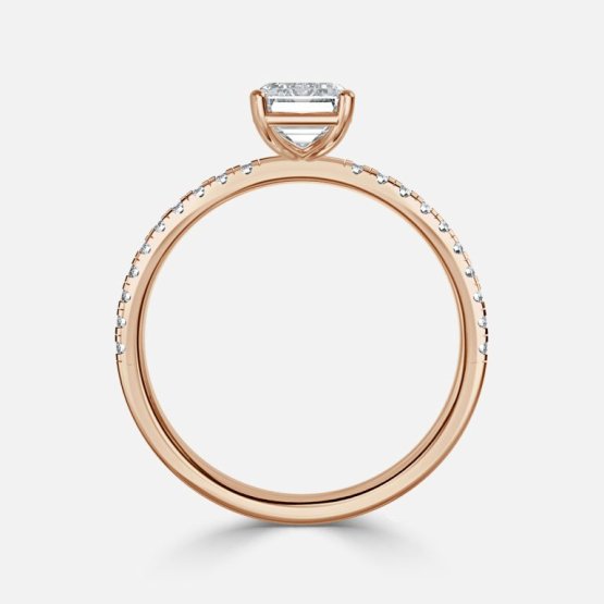 Tulip Emerald Diamond Band Engagement Ring