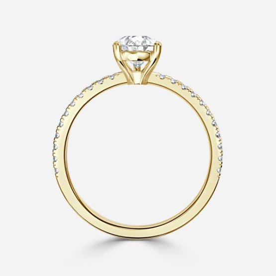 Luz De La Luna Pear Diamond Band Engagement Ring