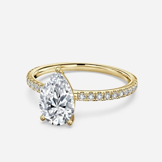 Luz De La Luna Pear Diamond Band Engagement Ring