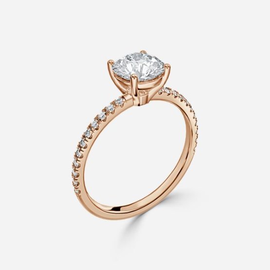 Luz De La Luna Round Diamond Band Engagement Ring