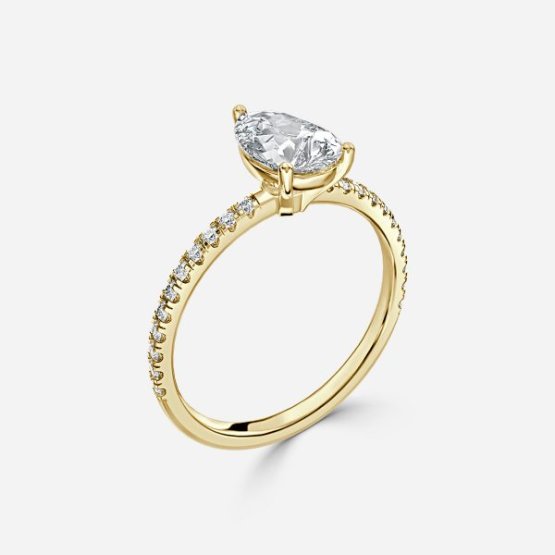 Luz De La Luna Pear Diamond Band Engagement Ring