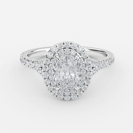 3.26ct Aalia Oval Halo Engagement Ring In 14K White Gold(US Size: 5)