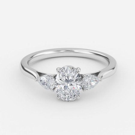 1.79ct Nita Oval Three Stone Engagement Ring In Platinum (US Size: 4.5)
