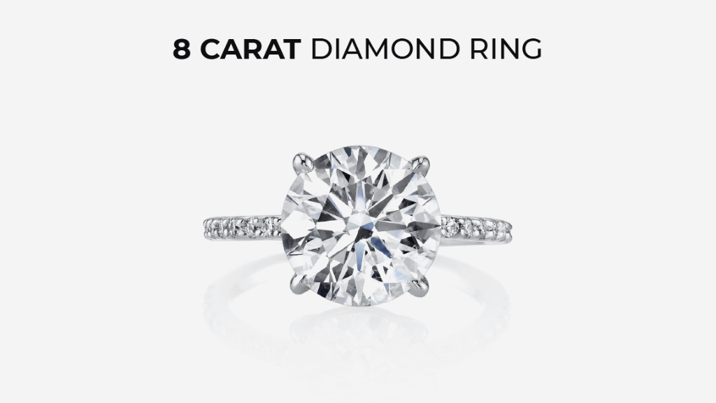 8 Carat Diamond Ring all about it's price, size, clarity, shape, color grading