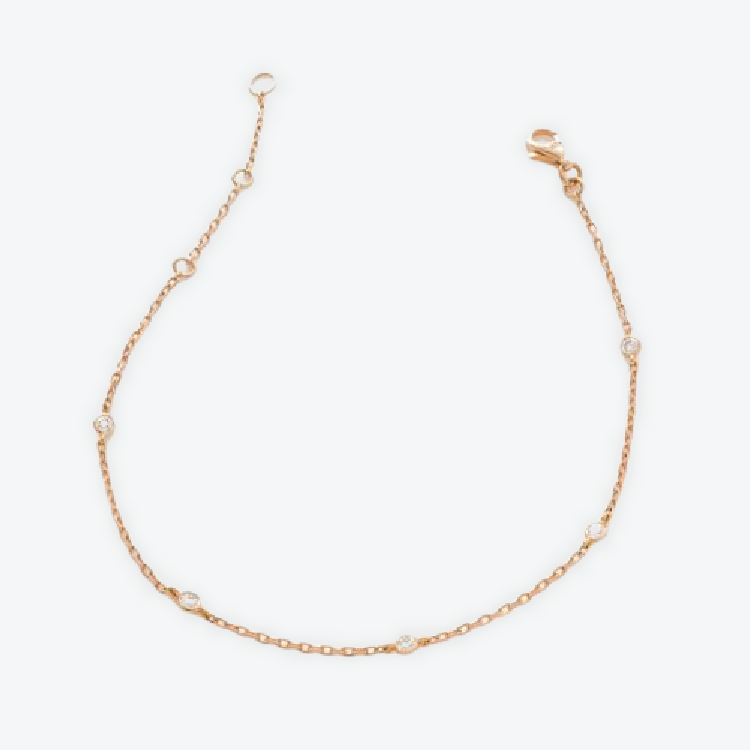 Five Round Lab Grown Diamond Bezel Chain Station Bracelet