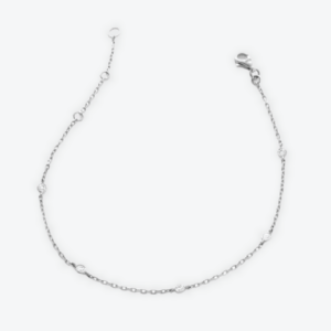 Five Round Lab Grown Diamond Bezel Chain Station Bracelet