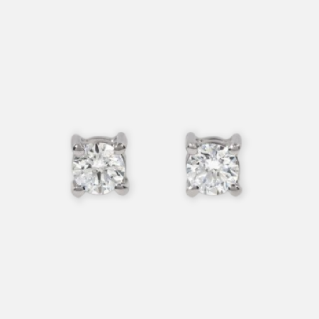 Small Round Diamond Solitaire Earrings