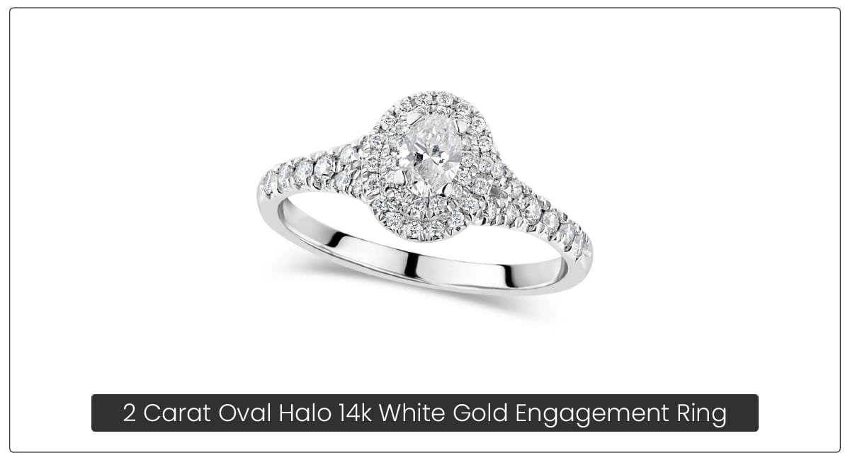 2 Carat Oval Halo 14k White Gold Engagement Ring