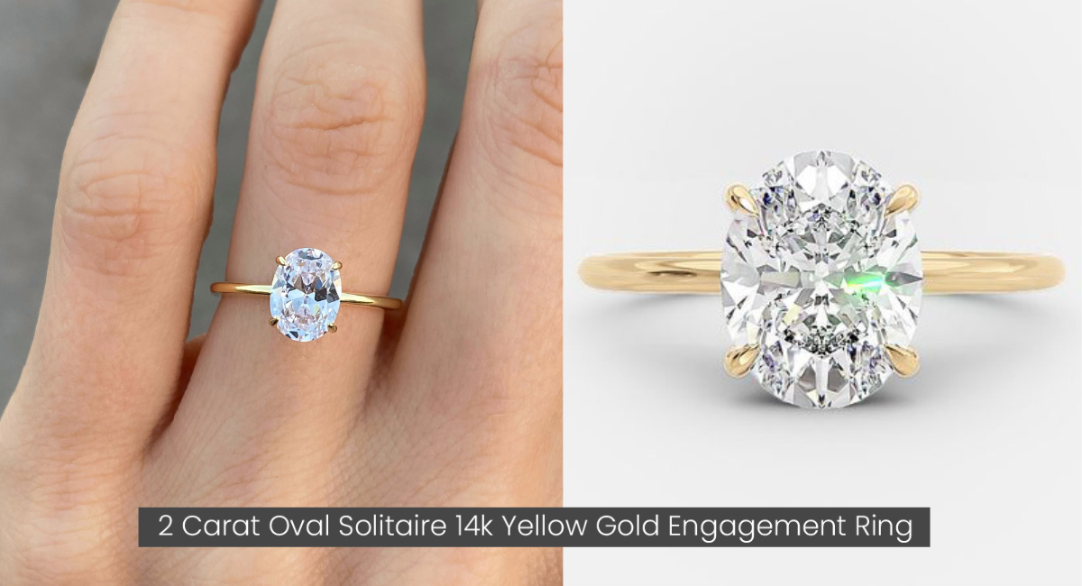 2 Carat Oval Solitaire 14k Yellow Gold Engagement Ring